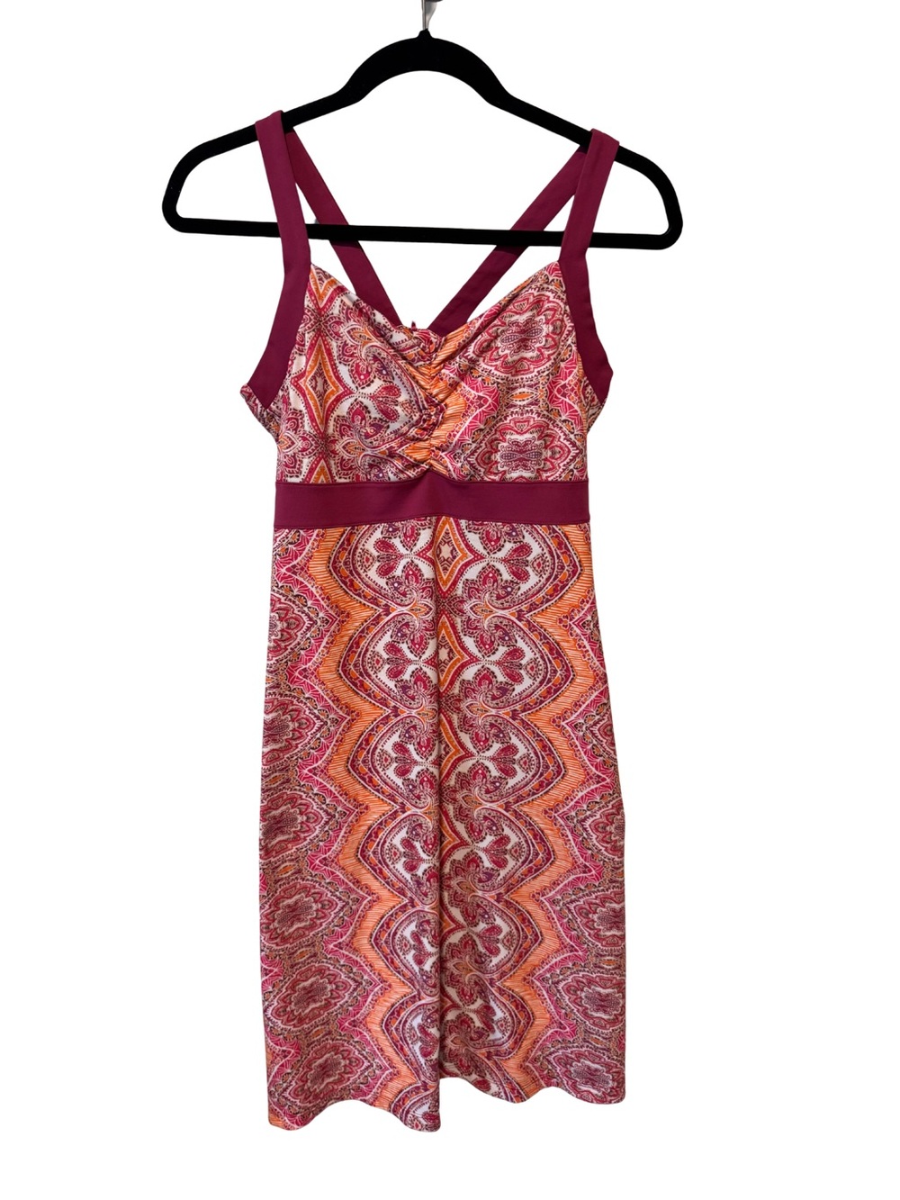 PRANA |  Dress Size M Paisley Orange Pink Y2K Rom Com Girlhood Built-in Bra